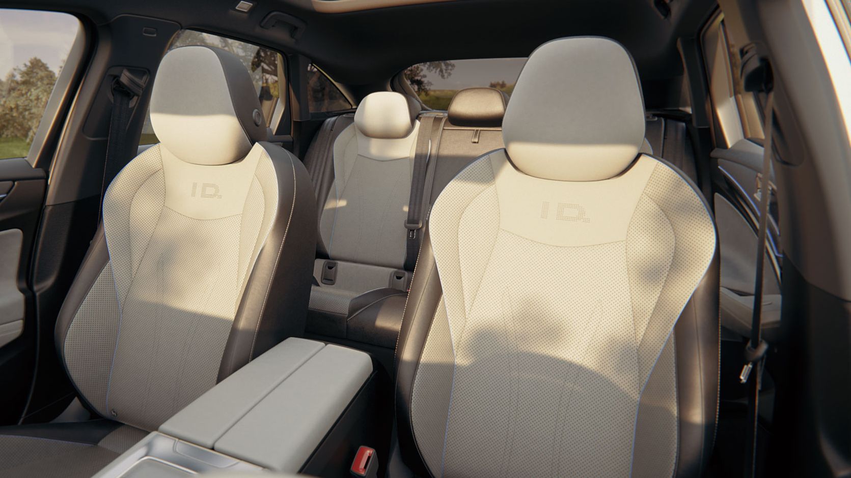 Innenraum des VW ID.7 mit weißem Interieur